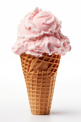 A delicious strawberry ice cream cone. It's a perfect treat for a hot summer day.