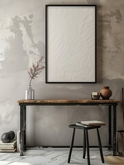 Frame mockup, ISO A paper size. Living room wall poster mockup. Interior mockup with house background. Modern interior design. 3D render