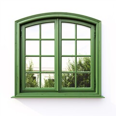 a green window with a white wall