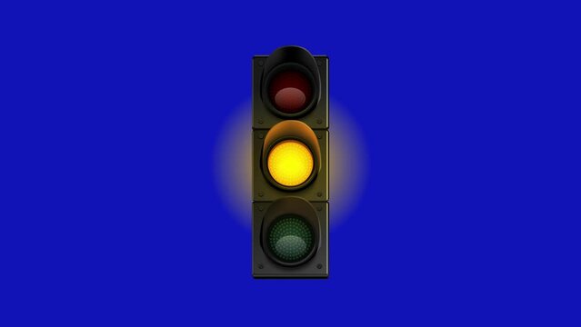 Traffic light, cross walk animation loop, realistic isolated traffic lights, red green yellow chroma key background 4K
