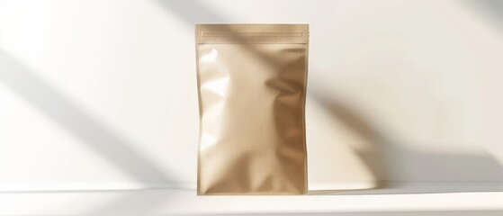 Packaging bag mockup with a shadow, isolated white background, customizable with your design,