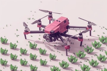 Efficient drone technology in smart farming enhances modern agriculture, green cultivation, precision crop health monitoring, and advanced vector illustrations.