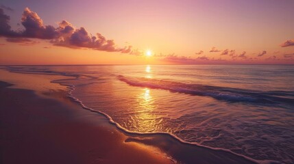 Fototapeta premium Sunrise over beach beauty photo.