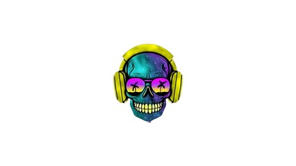 skull picture with a headphone