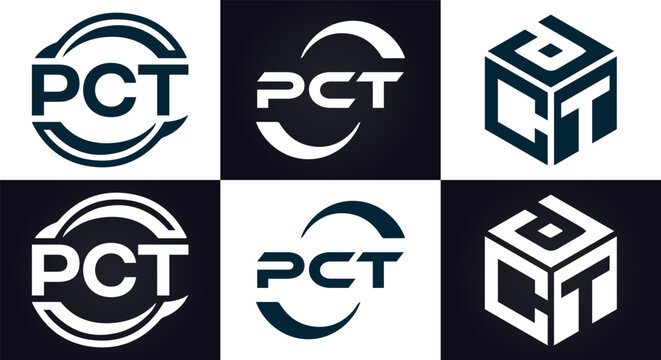 PCT logo. P C T design. White PCT letter. PCT, P C T letter logo design. P C T letter logo design in FIVE, FOUR, THREE, style. letter logo set in one artboard. P C T letter logo vector design.
