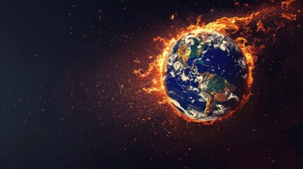 Global warming. Fire is burning the globe.