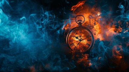 The clock burns in the fire poster.