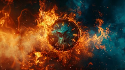 The clock burns in the fire poster.