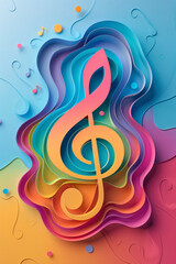 Obraz premium A colorful piece of paper with a musical note on it