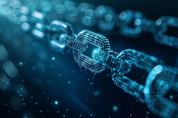A digital blue link chain with a blue background