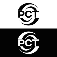 PCT logo. P C T design. White PCT letter. PCT, P C T letter logo design. P C T letter logo design in FIVE, FOUR, THREE, style. letter logo set in one artboard. P C T letter logo vector design.