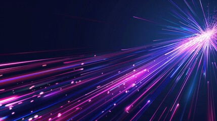 Naklejka premium Cyber, digital, speed of light road speed concept. fast neon background