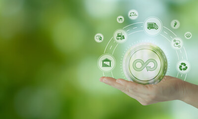 Green and sustainable supply chain concept. Integration of environmentally friendly practices into...