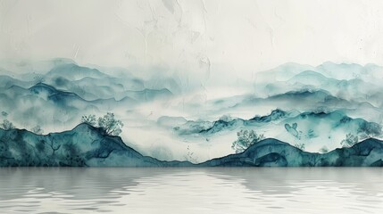 minimalist, style shapes 2D Dusty teal color on white background