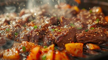 Savory Korean-Style BBQ Close-Up for Food Posters Generative AI