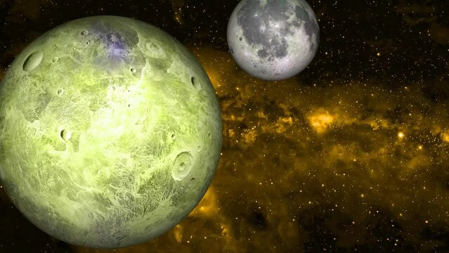 Ceres and moon planet in space with star and galaxy universe cosmos on object and science