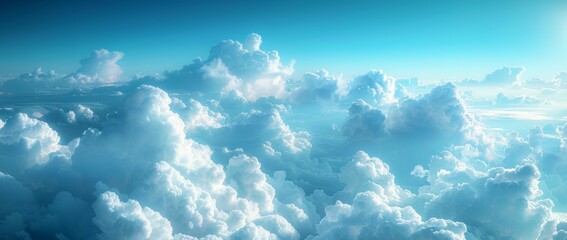 White clouds in the blue sky, clean background, high resolution, large space, white clouds in the upper left corner of the screen, high definition