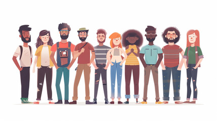 Illustration of Diverse Group of People Standing Together