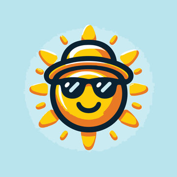 smiling sun wearing sunglasses and hat clip art preview