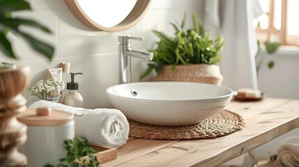 Bathroom with a focus on natural materials and textures