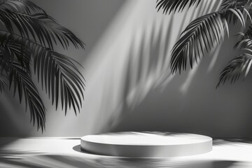 Obraz premium Artistic wooden podium stand with a smooth, unoccupied surface, complementing the natural elegance of a high-quality product.. Beautiful simple AI generated image in 4K, unique.