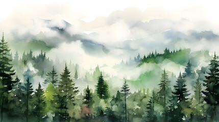 Forested Slopes Watercolor