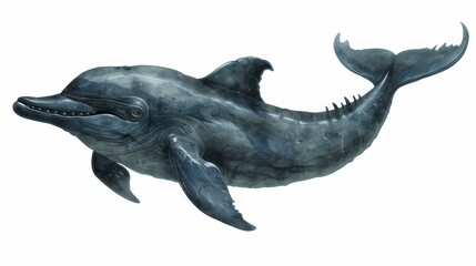 Fototapeta premium A scorpiontailed dolphin plunges into the deepest ocean crevices.