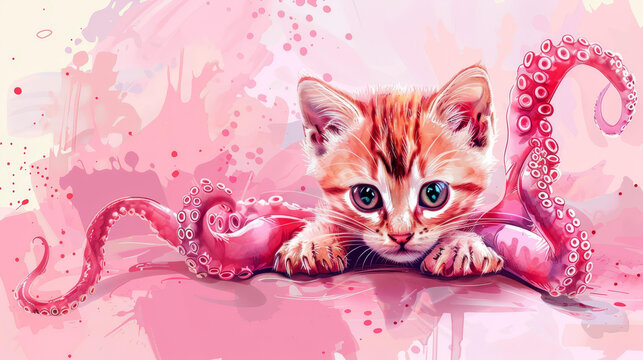 A fantastical creature, part cat, part octopus, climbs with ease.