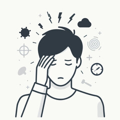 vector of people who are sick with dizziness with a simple and minimalist flat design style