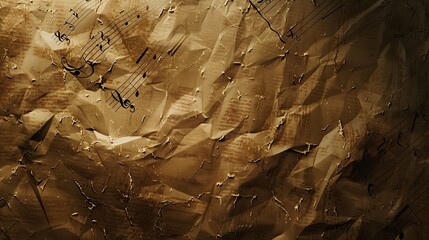 Atmospheric music background with notes on brown paper