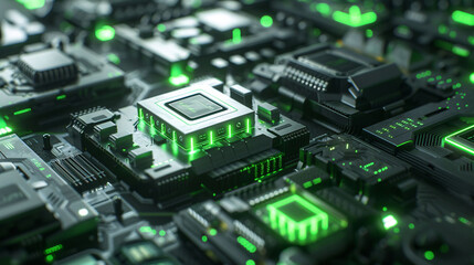 Obraz premium Green technology abstract photon big data network creative illustration