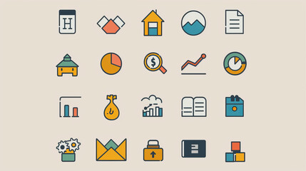 Minimalist icons for business and finance-related applications