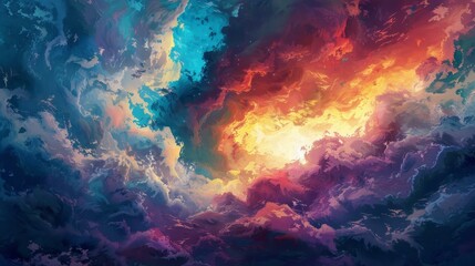 Fototapeta premium Vivid, dynamic painting bursting with intense colors, Ai Generated