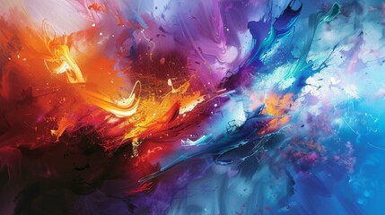 Obraz na płótnie Canvas Vivid, dynamic painting bursting with intense colors, Ai Generated