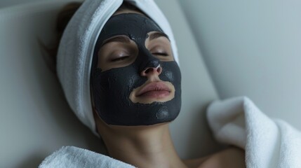 Woman Relaxing with Charcoal Mask