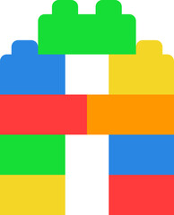 A Brick Blocks Puzzle Alphabet Kids Font Colorful