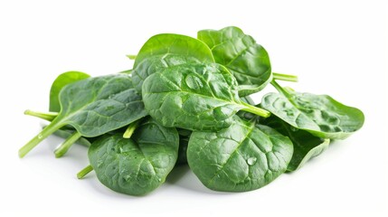 Fototapeta premium Fresh spinach leaves isolated on white background.