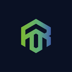 Geometric Modern Initials RO Logo
