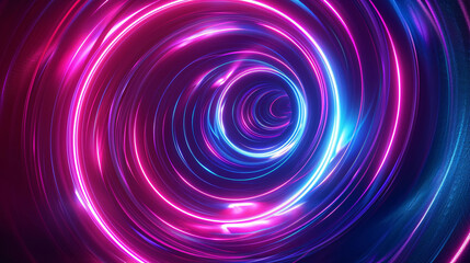 Fototapeta premium Technological glowing aperture background, colorful spiral coil graphic concept illustration on blue background