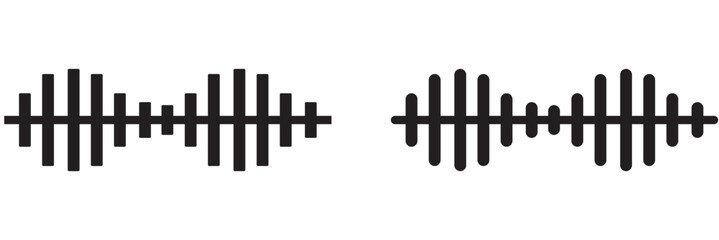 Radio Wave icon. Monochrome simple sound wave Vector sound wave icon. Music player sound bar. Record interface. Equalizer icon with soundwave line. Isolated on White background. vector illustration.