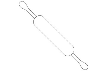  Continuous one line art drawing of a kitchen roller pin vector