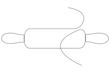 Obraz premium Continuous one line art drawing of a kitchen roller pin vector