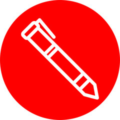 Pen Line White Circle Red Icon Design