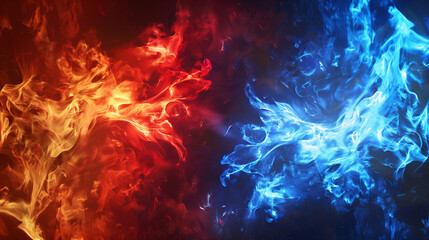 青い炎と赤い炎の衝突。バトル背景	
