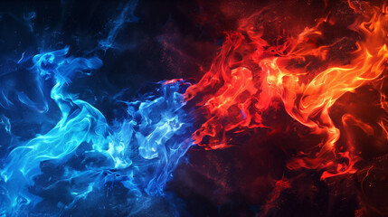 青い炎と赤い炎の衝突。バトル背景	
