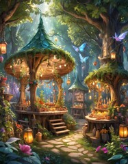 Fototapeta premium A Fairy Market: A Whimsical and Enchanting Realm