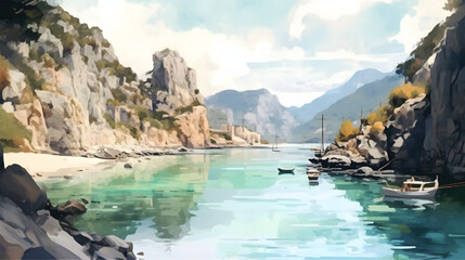 Secluded bays watercolor