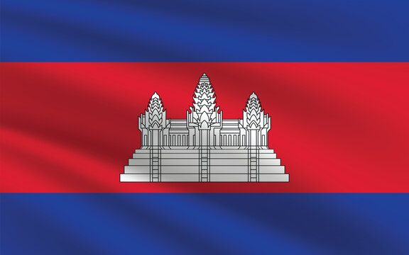 National Flag of Cambodia. Cambodia Flag. Waving Cambodia flag. 
