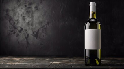 Mockup wine bottle with white sticker without text on black background