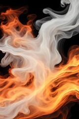 An abstract representation of fire and white smoke merging into a fiery dance